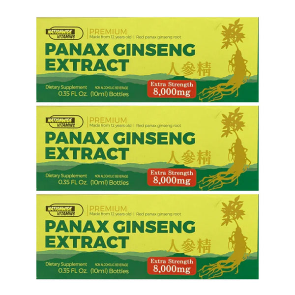 Premium Panax Ginseng Extract Extra Strength 8000mg, 0.35oz. (10ml) (Pack of 3)