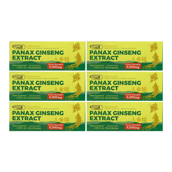 Premium Panax Ginseng Extract Extra Strength 8000mg, 0.35oz. (10ml) (Pack of 6)