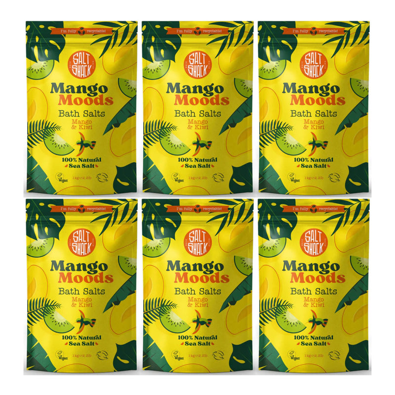 Salt Shack Mango Moods Mango & Kiwi Bath Salts, 2.2lb (1kg) (Pack of 6)