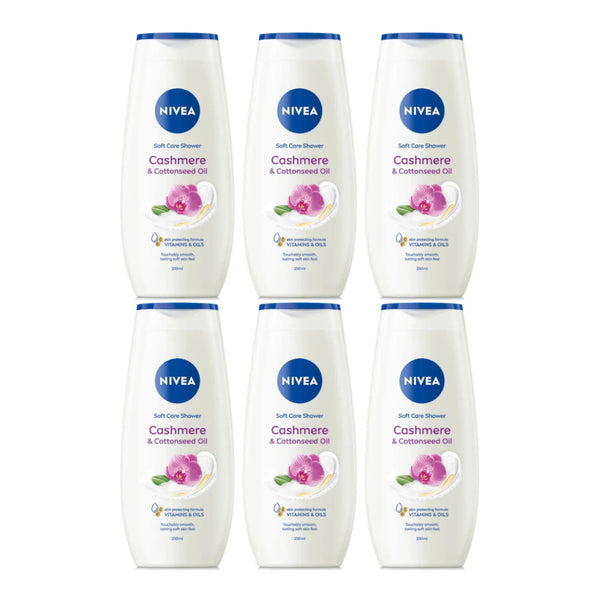 Nivea Cashmere & Cottonseed Oil Shower Gel w/ Vitamins, 8.45oz (Pack of 6)