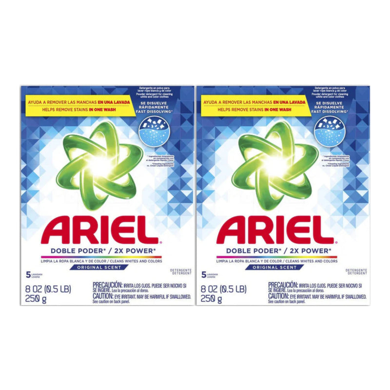 Ariel 2X Power Laundry Detergent Powder Original, 8oz (250g) (Pack of 2)