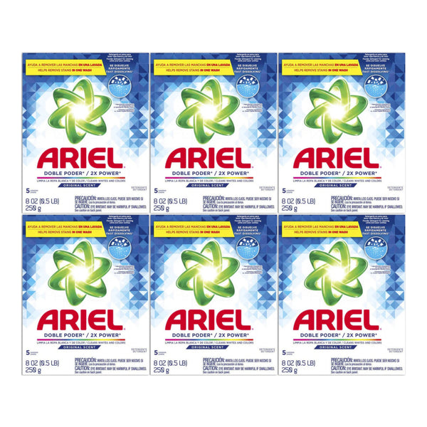 Ariel 2X Power Laundry Detergent Powder Original, 8oz (250g) (Pack of 6)