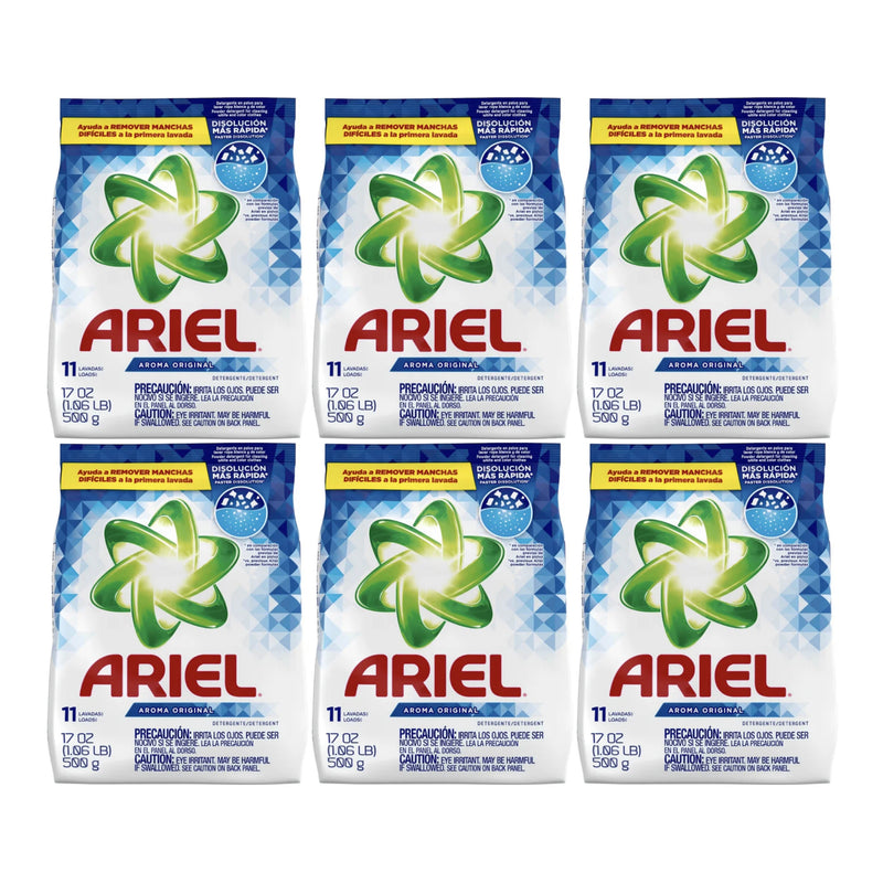 Ariel 2X Power Laundry Detergent Powder Original, 17oz (500g) (Pack of 6)