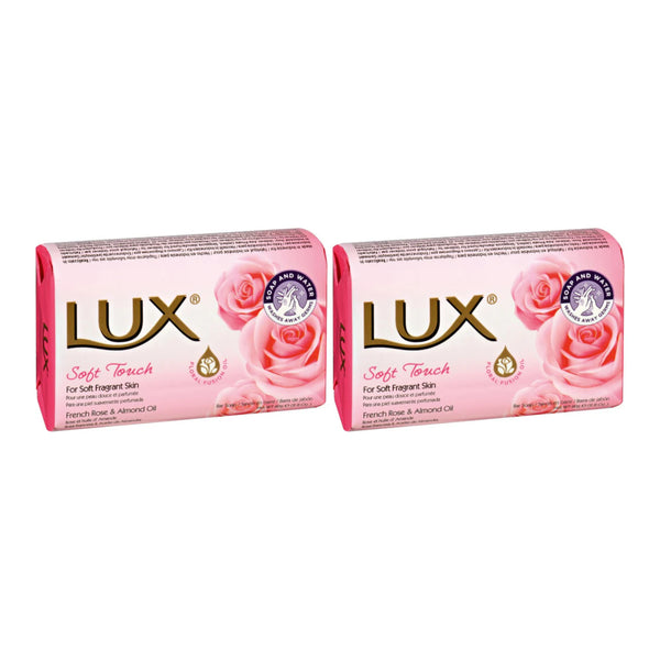 LUX Soft Touch Bar Soap With French Rose & Almond Oil, 80g (2.8oz) (Pack of 2)