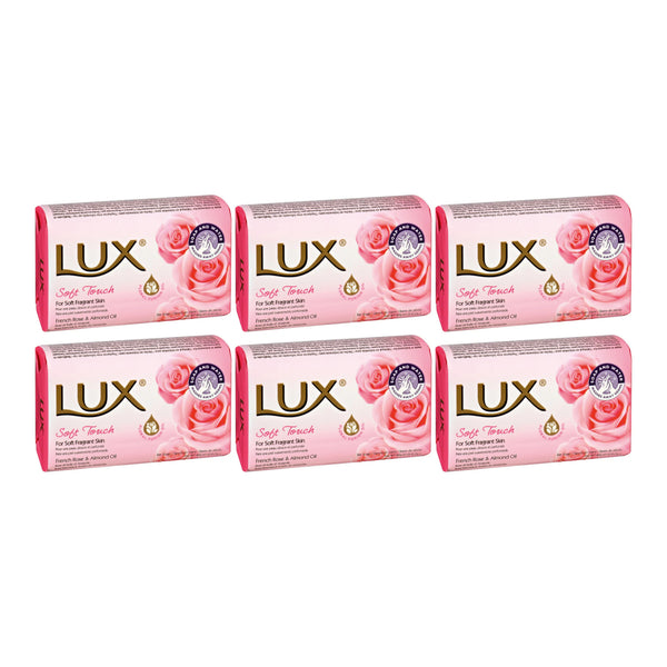 LUX Soft Touch Bar Soap With French Rose & Almond Oil, 80g (2.8oz) (Pack of 6)