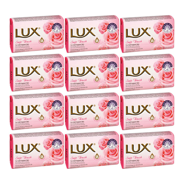 LUX Soft Touch Bar Soap With French Rose & Almond Oil, 80g (2.8oz) (Pack of 12)