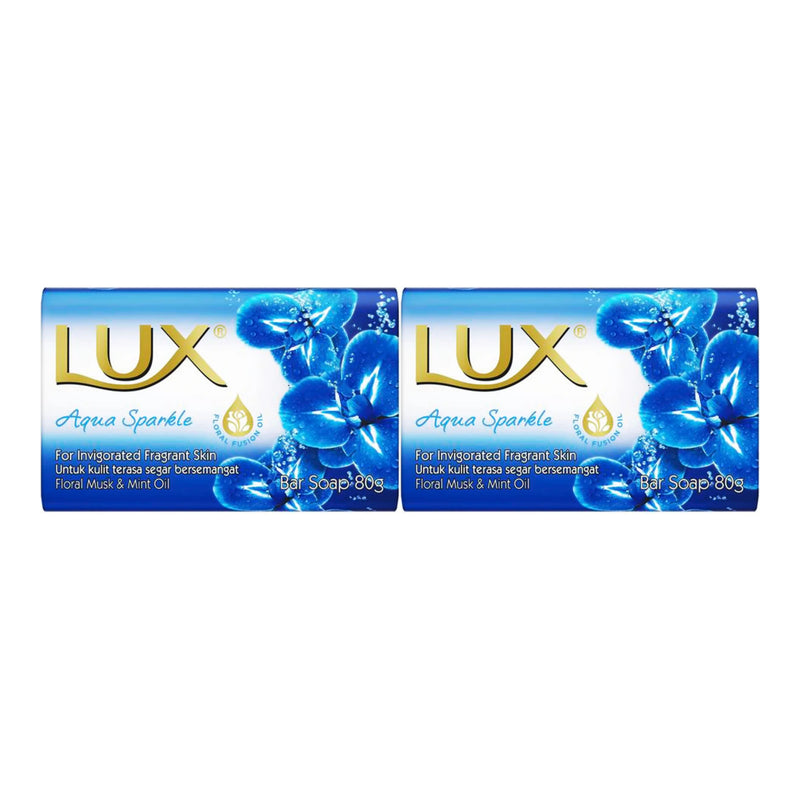 LUX Aqua Sparkle Bar Soap With Floral Musk & Mint Oil, 80g (2.8oz) (Pack of 2)