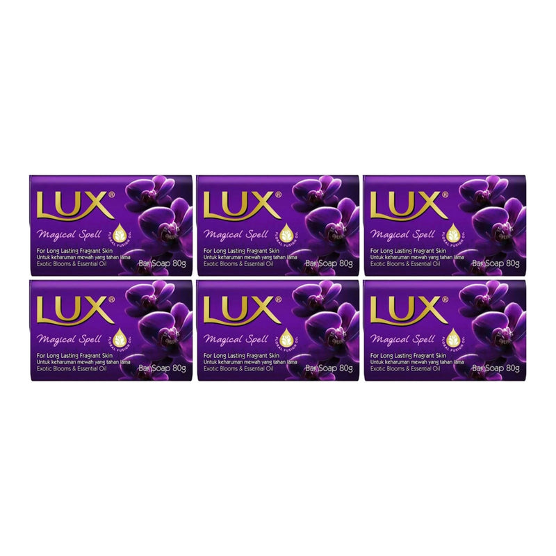 LUX Magical Spell Bar Soap With Exotic Blooms & Essential Oils, 80g (Pack of 6)