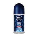 Nivea Men Cool Kick Extra Dry Cool Blue Roll-On Deodorant, 1.7oz