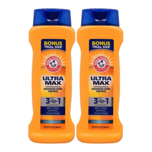 Arm & Hammer Ultra Max 3-in-1 Shampoo Conditioner (Cool Water) 12oz (Pack of 2)