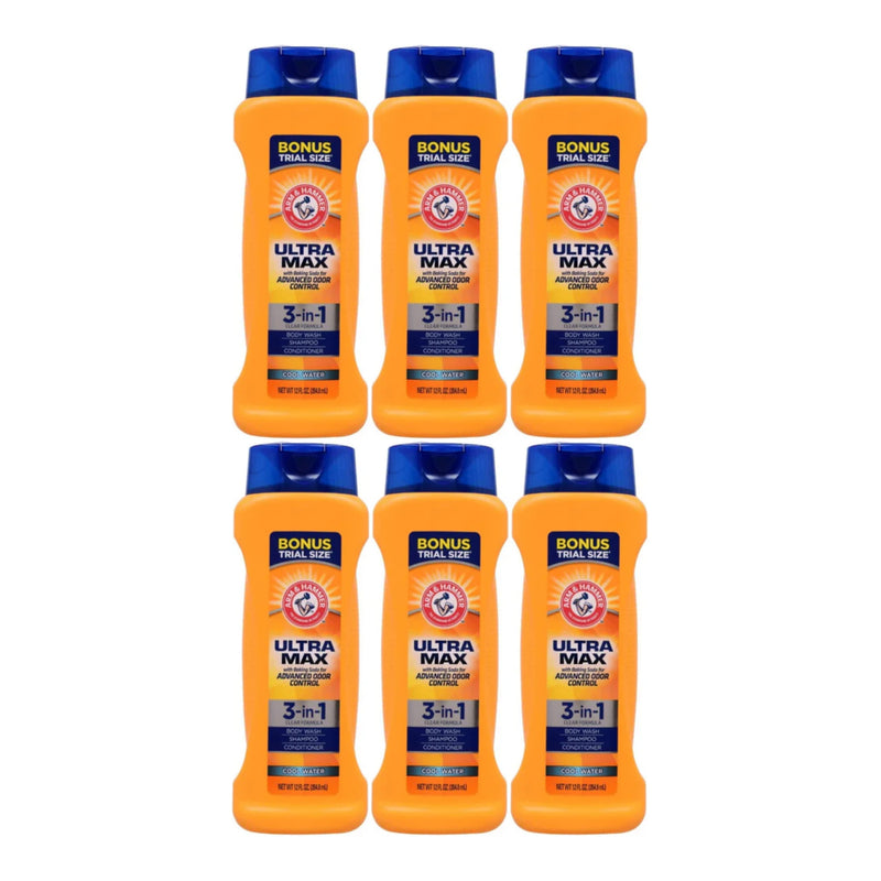 Arm & Hammer Ultra Max 3-in-1 Shampoo Conditioner (Cool Water) 12oz (Pack of 6)