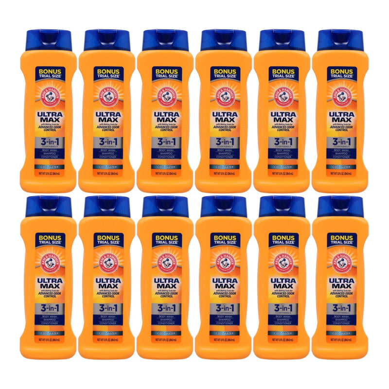 Arm & Hammer Ultra Max 3-in-1 Shampoo Conditioner (Cool Water) 12oz (Pack of 12)