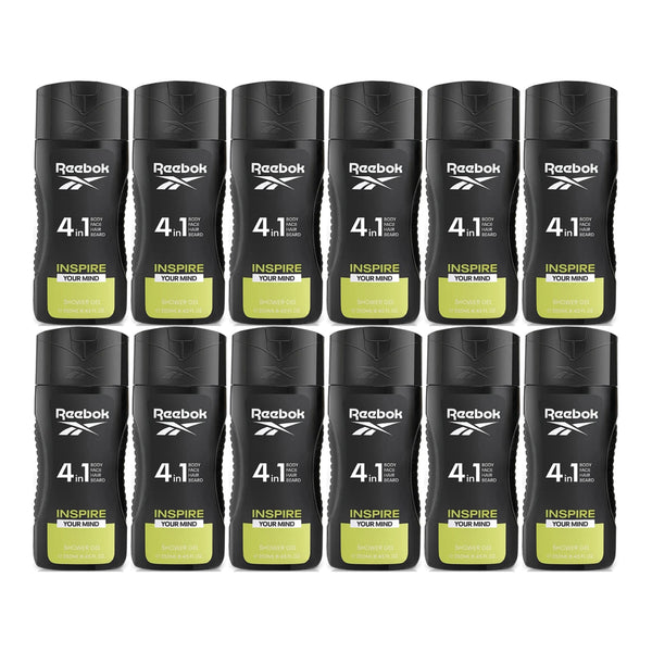 Reebok Inspire Your Mind 4-in-1 Hair & Body Shower Gel 8.5oz 250ml (Pack of 12)