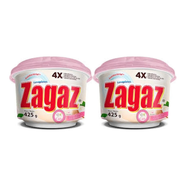 Zagaz Antibacterial Dishwasher Crema de Arroz Y Almendras, 425g (Pack of 2)