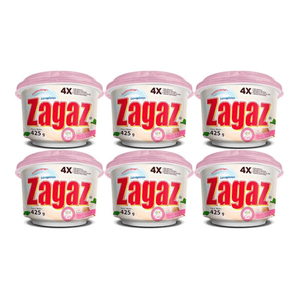 Zagaz Antibacterial Dishwasher Crema de Arroz Y Almendras, 425g (Pack of 6)