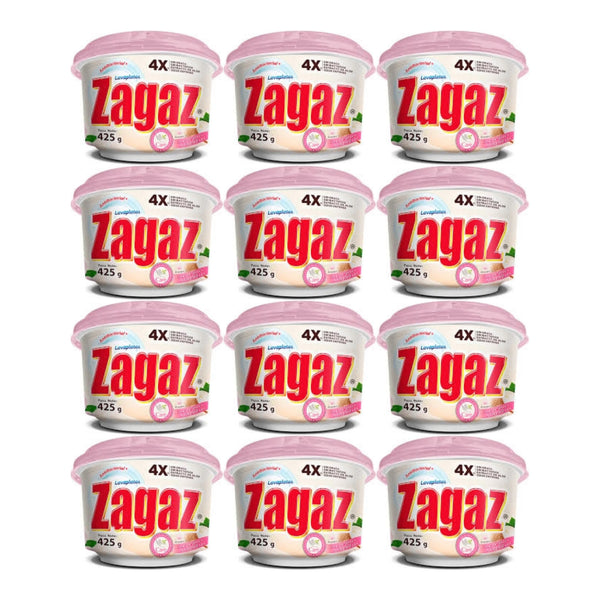 Zagaz Antibacterial Dishwasher Crema de Arroz Y Almendras, 425g (Pack of 12)