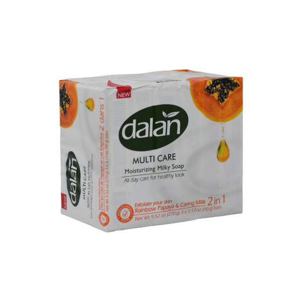 Dalan Multicare Soap Rainbow Papaya & Caring Milk, 3 Bars, 3.17oz