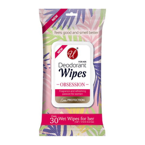 Deodorant Face & Body Wipes for Her - Obsession Scent, 30ct.