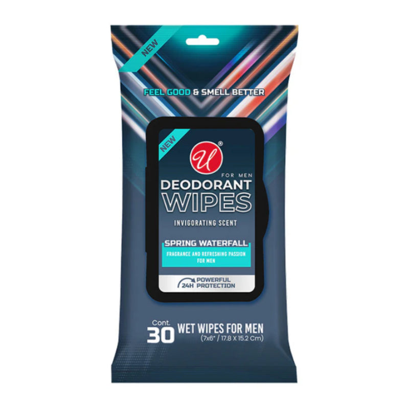 Deodorant Face & Body Wipes for Him - Spring Waterfall Scent, 30ct.