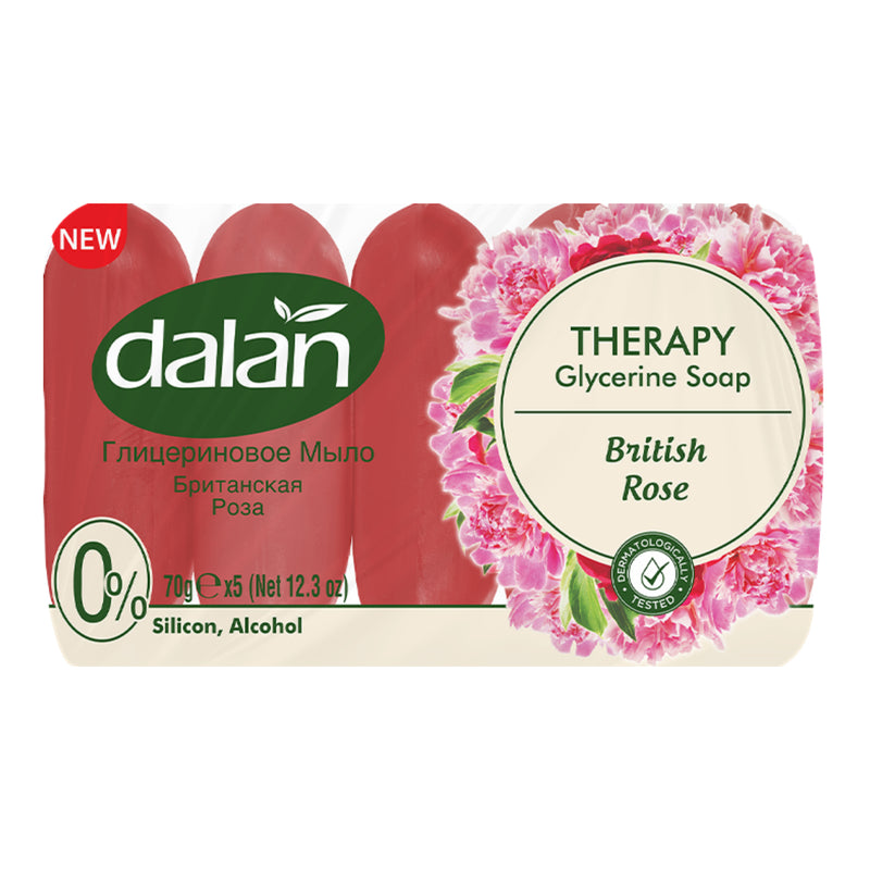 Dalan British Rose Therapy Glycerine Soap Bar, 5 Bars, 2.47oz.