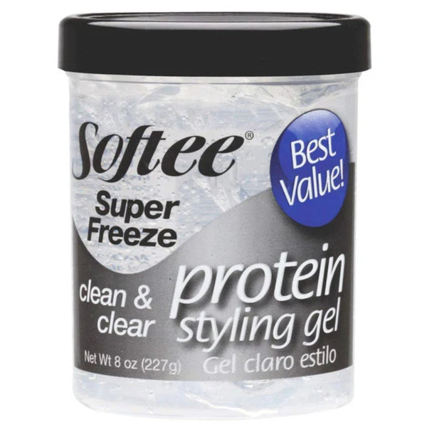 Softee Super Freeze Clean & Clear Protein Styling Gel, 8oz (227g)