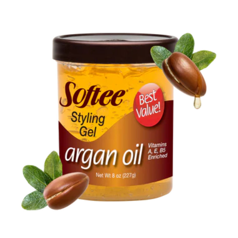 Softee Argan Oil Styling Gel w/ Vitamin A, E, & B5, 8oz. (227g)