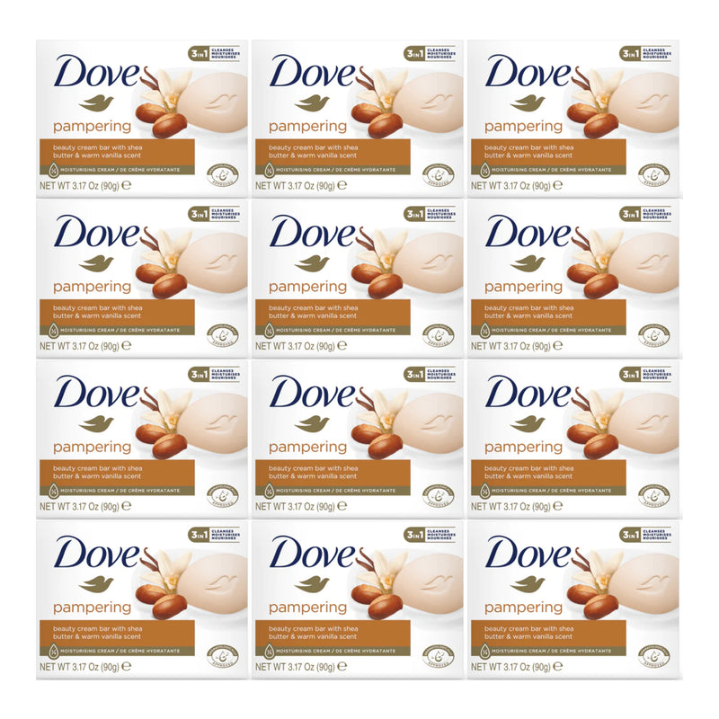 Dove Pampering Beauty Bar Shea Butter Warm Vanilla 3.17oz (Pack of 12)