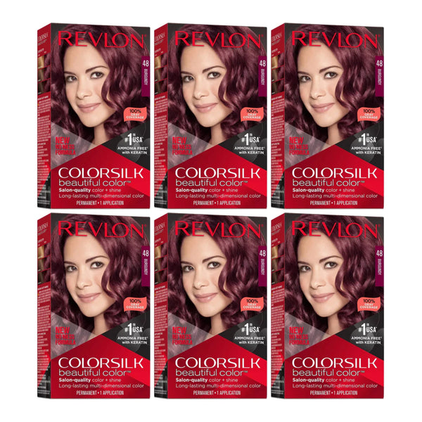 Revlon ColorSilk Beautiful Color Hair Color - 48 Burgundy (Pack of 6)