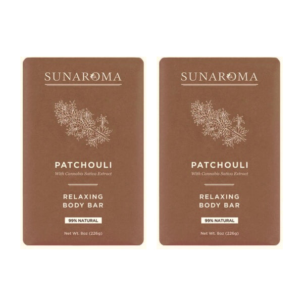Sunaroma Relaxing Body Bar Patchouli w/ Cannabis Sativa Extract 8oz (Pack of 2)