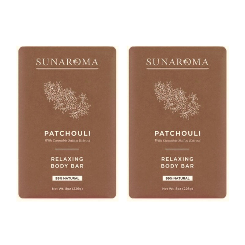 Sunaroma Relaxing Body Bar Patchouli w/ Cannabis Sativa Extract 8oz (Pack of 2)