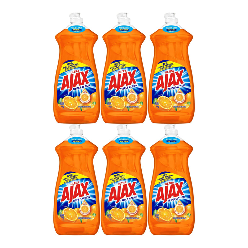 Ajax Ultra Orange Triple Action Dish Liquid, 28 oz. (828ml) (Pack of 6)