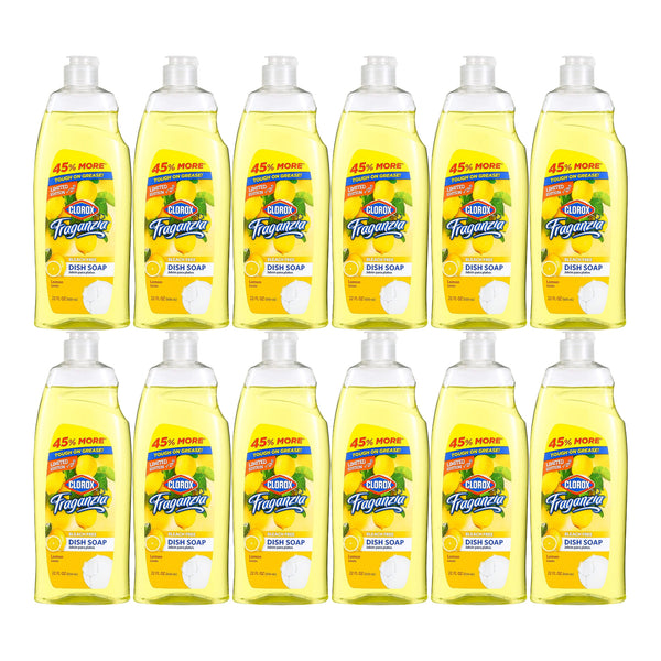 Clorox Fraganzia Bleach Free Dish Soap - Lemon, 22 oz. (650ml) (Pack of 12)