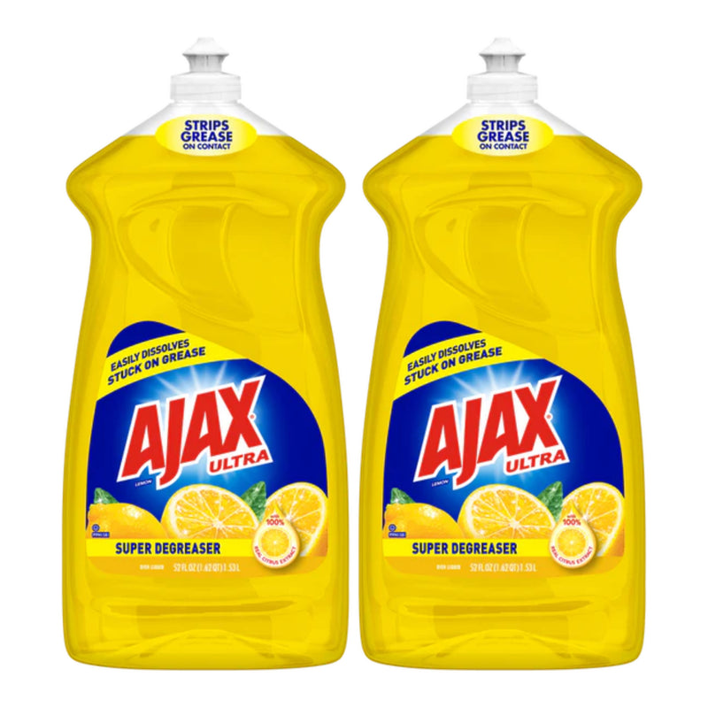 Ajax Ultra Lemon (Super Degreaser) Dish Liquid, 28 oz. (828ml) (Pack of 2)