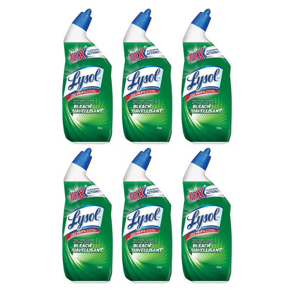 Lysol Disinfectant Toilet Bowl Cleaner with Bleach, 710 mL (Pack of 6)