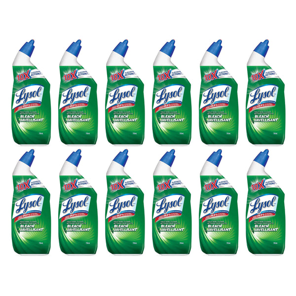 Lysol Disinfectant Toilet Bowl Cleaner with Bleach, 710 mL (Pack of 12)