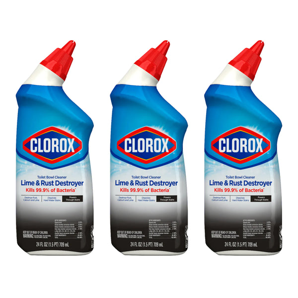 Clorox Toilet Bowl Cleaner Lime & Rust Destroyer - Unscented 24 Oz. (Pack of 3)