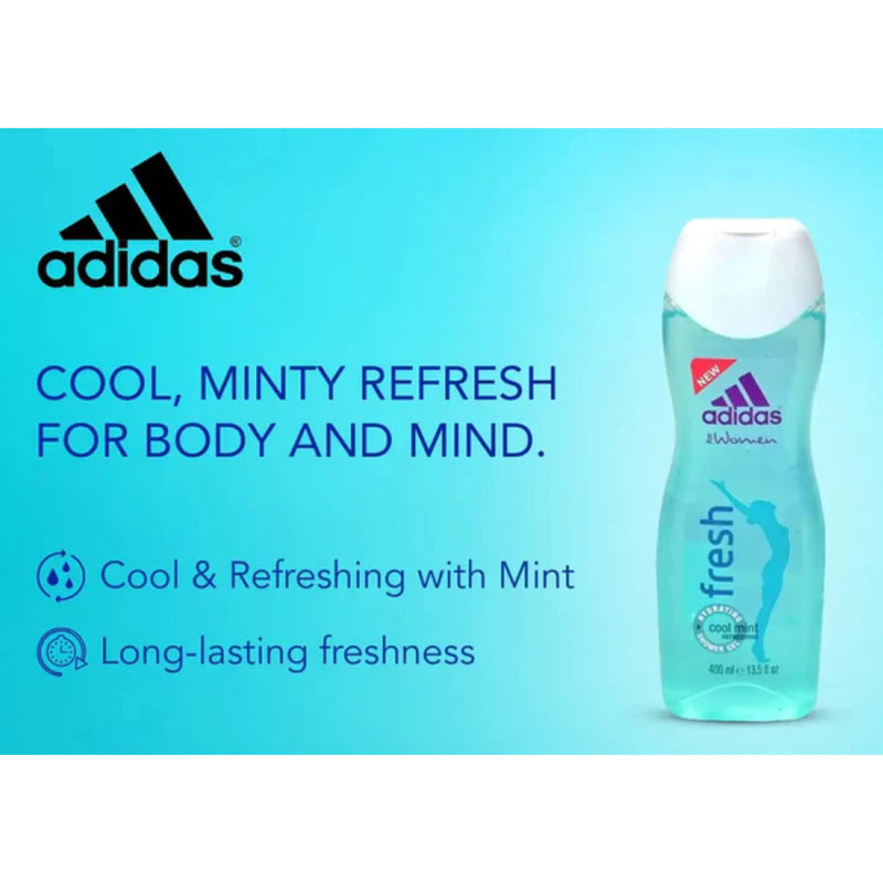 Adidas for Women Fresh Cool Mint Refreshing Shower Gel, 13.5oz (Pack of 6)