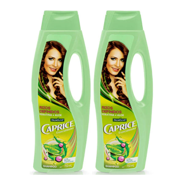 Caprice Shampoo Rizos Definidos (Keratina + Aloe), 750ml (Pack of 2)