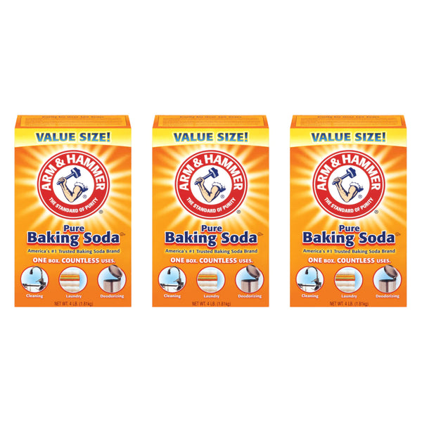 Arm & Hammer Pure Baking Soda, 4lb (Pack of 3)