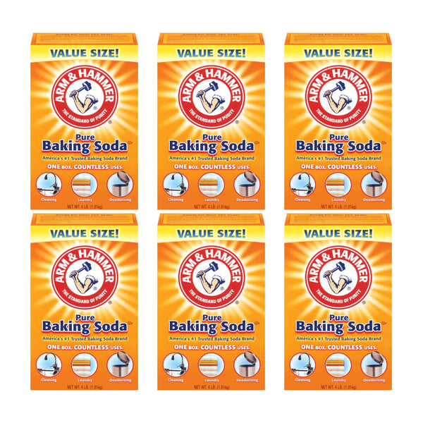 Arm & Hammer Pure Baking Soda, 4lb (Pack of 6)