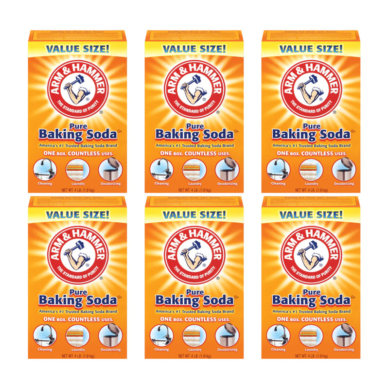 Arm & Hammer Pure Baking Soda, 4lb (Pack of 6)