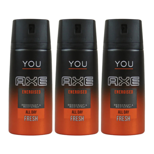 Axe Energised Deodorant + Body Spray, 150ml (Pack of 3)