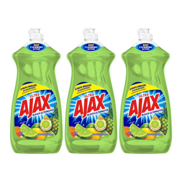 Ajax Ultra Vinegar + Lime Dish Liquid, 28 oz. (828ml) (Pack of 3)