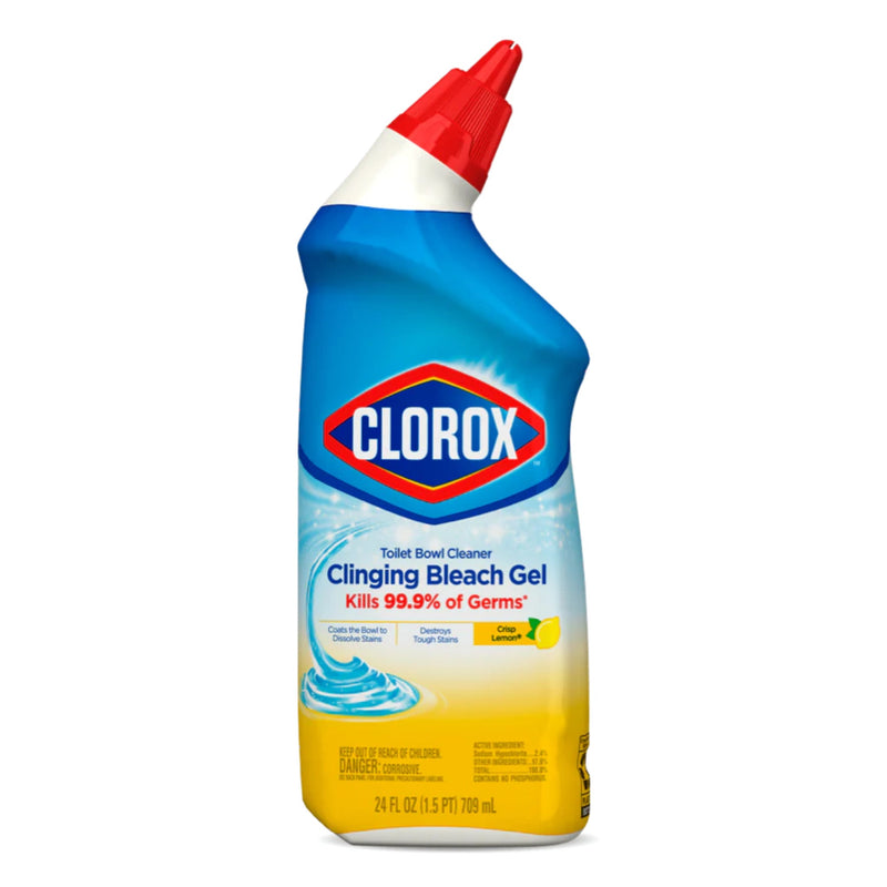 Clorox Toilet Bowl Cleaner Clinging Bleach Gel - Crisp Lemon, 24 Oz.