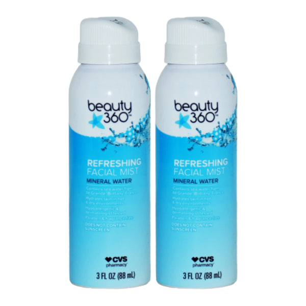Beauty 360 Refreshing Facial Mist Mineral Water, 3oz (88ml) (Pack of 2)