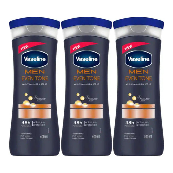 Vaseline Men Even Tone Vitamin B3 & SPF 10 Lotion, 400ml (Pack of 3)