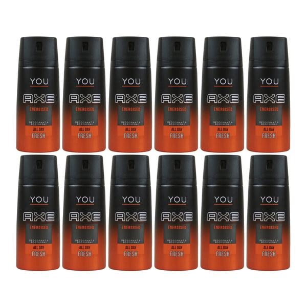 Axe Energised Deodorant + Body Spray, 150ml (Pack of 12)