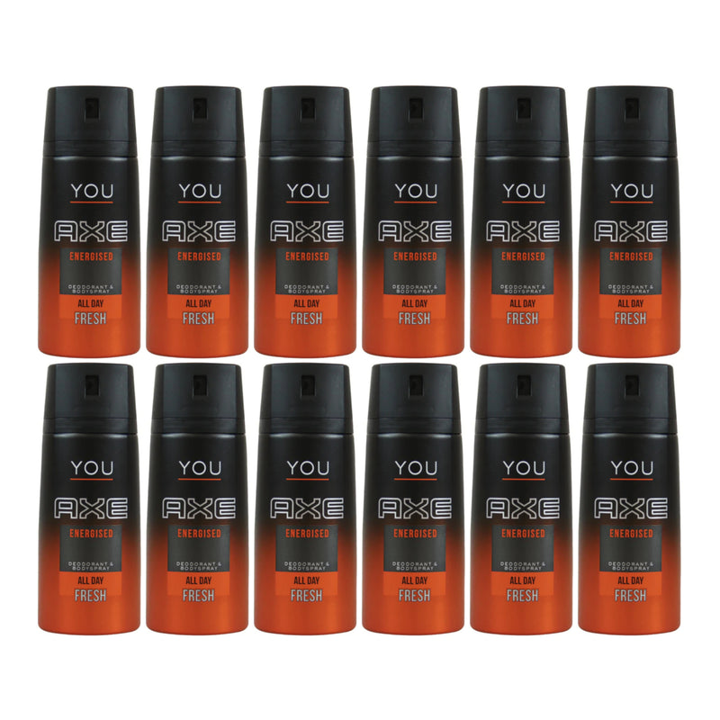 Axe Energised Deodorant + Body Spray, 150ml (Pack of 12)