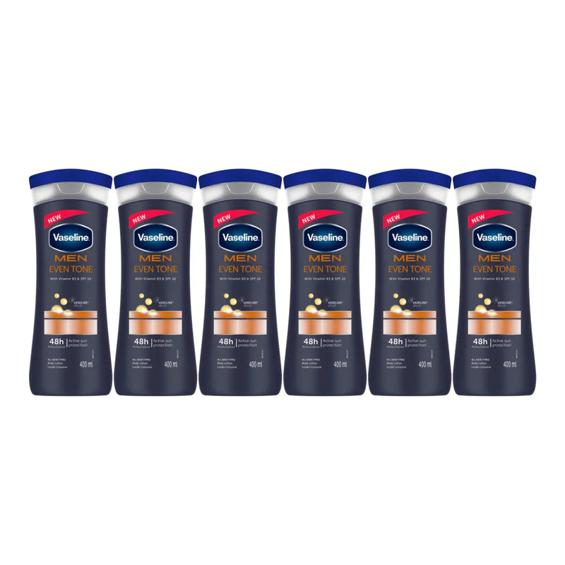 Vaseline Men Even Tone Vitamin B3 & SPF 10 Lotion, 400ml (Pack of 6)