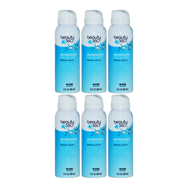 Beauty 360 Refreshing Facial Mist Mineral Water, 3oz (88ml) (Pack of 6)